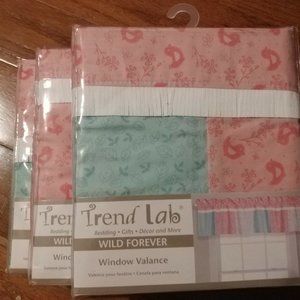 3 Trend Lab "Wild Forever" window valances. NWT.